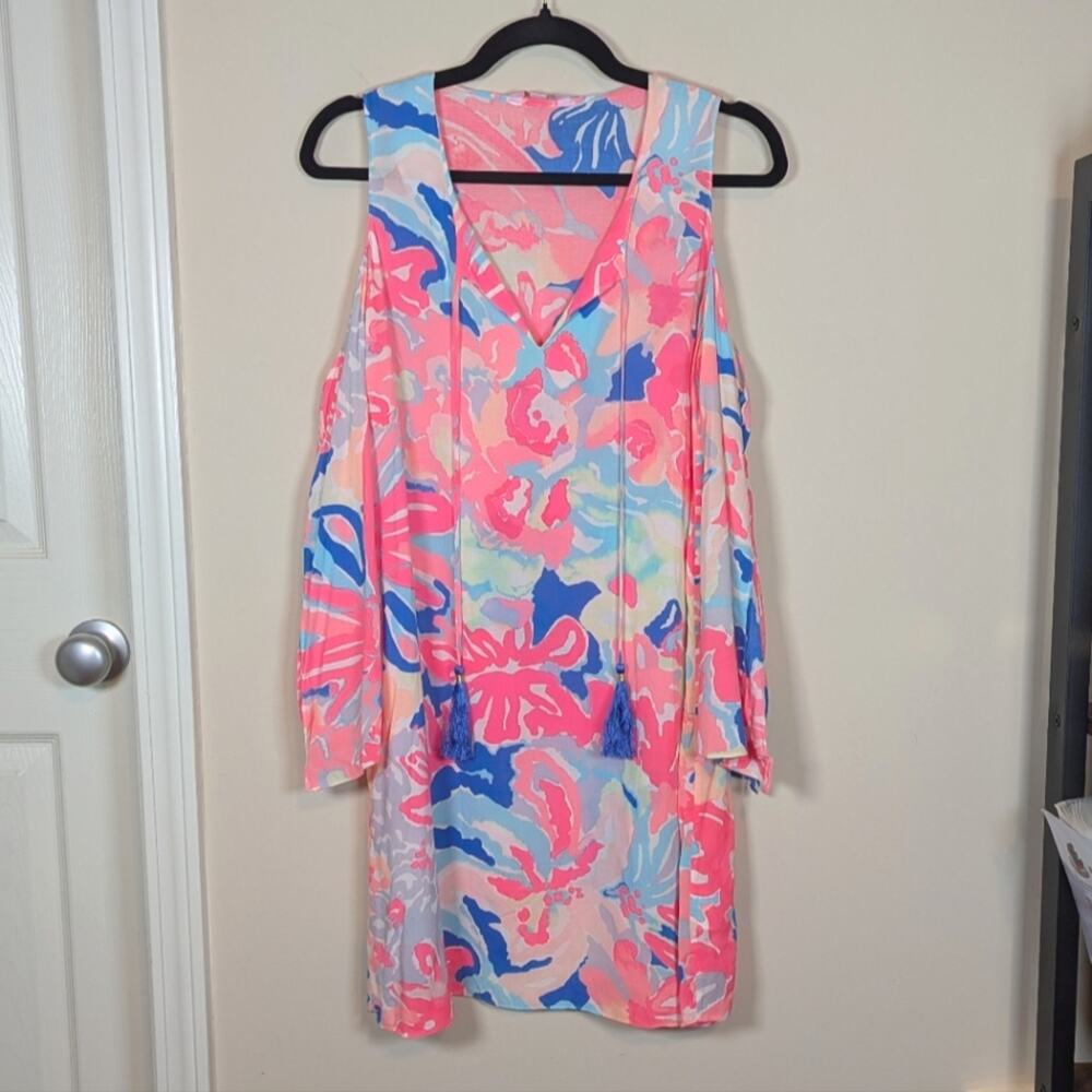 Lilly Pulitzer Benicia Tunic Cold Shoulder Dress Playa Hermosa - Picture 2 of 14